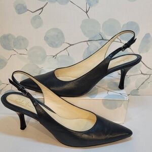 Cole Haan Blue Leather Sling Back Heels Women's 8B
